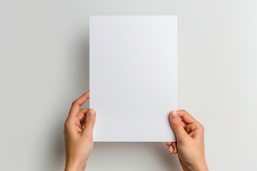 Blank paper mockup on hand created with generative AI