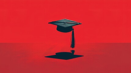 A minimalist image of a graduation cap and tassel. The shape of the cap should be simple and elegant. The tassel a vibrant color. The background simple and uncluttered 