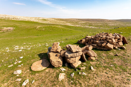 View of Neolithic Karahan Tepe from aerial perspective, Sanliurfa, Turkey.