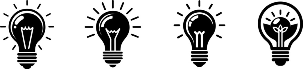 Fototapeta premium bulb lamp line icon set. lamp icon collection. lightbulb creativity concept outline modern design isolated on white background. flat style. vector illustration