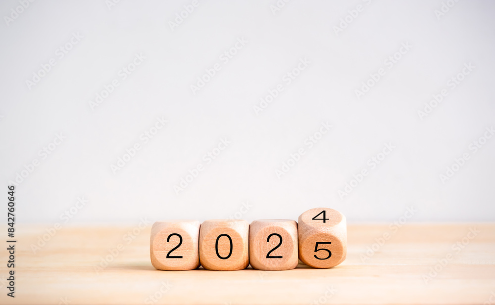 Poster 2025 happy new year with change to new era concept. flipping the 2024 to 2025 year calendar numbers 