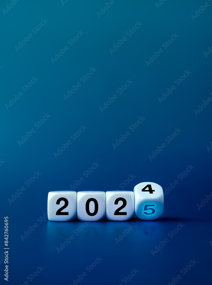Aufkleber loading to new year 2025, business and technology banner background concept. flipping blocks with 20