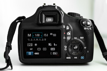 Manual settings of modern digital SLR camera.