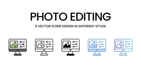 Photo Editing icons vector set stock illustration.