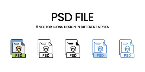 Psd File icons vector set stock illustration.