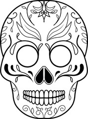 Flat isolated mexican sugar skull. Day of the Dead Skull illustration vector.