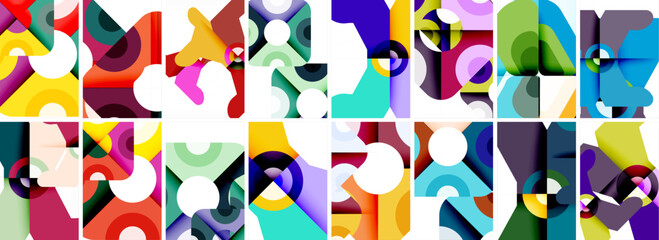 Set of trendy colorful circle geometric posters or abstract backgrounds. Vector Illustration For Wallpaper, Banner, Background, Card, Book Illustration, landing page