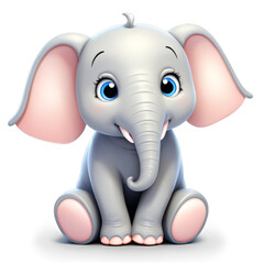Fototapeta premium 3D Illustration of Cute Sitting Elephant Icon