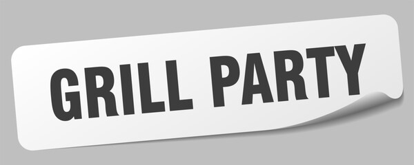 grill party sticker. grill party label