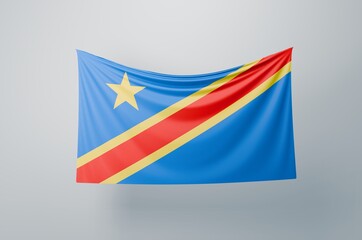 Democratic Republic of the Congo Flag Waving Proudly. 3D Flag Banner Illustration image.