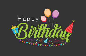 Happy Birthday typographic vector design for greeting cards, Birthday card, invitation card. Isolated birthday text, lettering composition. Vector Illustration