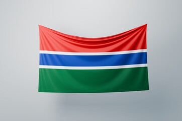 Gambia Flag Waving Proudly. 3D Flag Banner Illustration image.