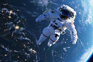 As he floated in space, the astronaut pondered the mysteries of the cosmos, with Earth hanging behind him like a beacon of life