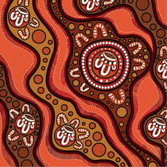 An Aboriginal dot motif embellishing a vector backdrop