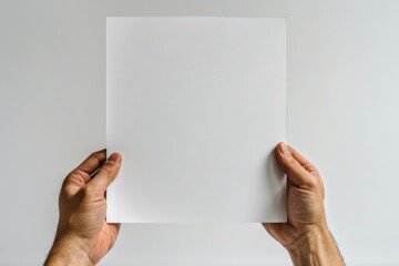 Blank paper mockup on hand created with generative AI