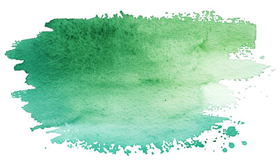 Horizontal green watercolor splash with soft, gradient brushstrokes on a transparent background. Abstract art for design and print. Watercolor painting with place for text
