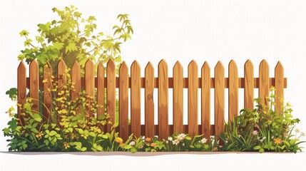 Obraz premium A cartoon rendering of a sleek wooden fence standing alone against a white backdrop