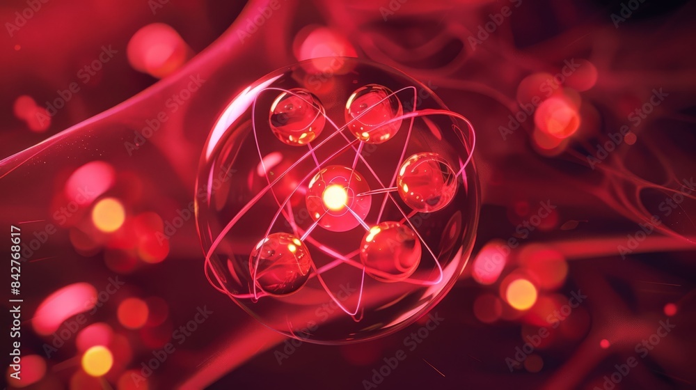 Aufkleber create an image of a single atom with electrons orbiting around the nucleus, symbolizing the fundame