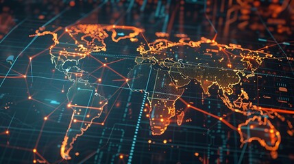 Global business expanding horizons with international CRM development, showcasing interconnected markets, diverse teams, and innovative strategies