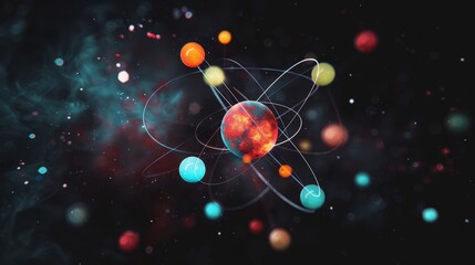Create an image of an atomic nucleus with quarks and gluons, delving into the subatomic particles that make up protons and neutrons.