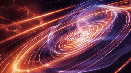 Obraz premium Create an image of an electron in a magnetic field, showing the circular motion due to the Lorentz force acting on the moving charge.