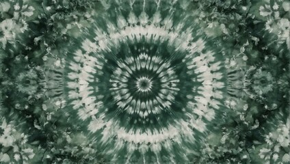 The image depicts a tie-dye texture with a floral-inspired pattern in shades of green and white