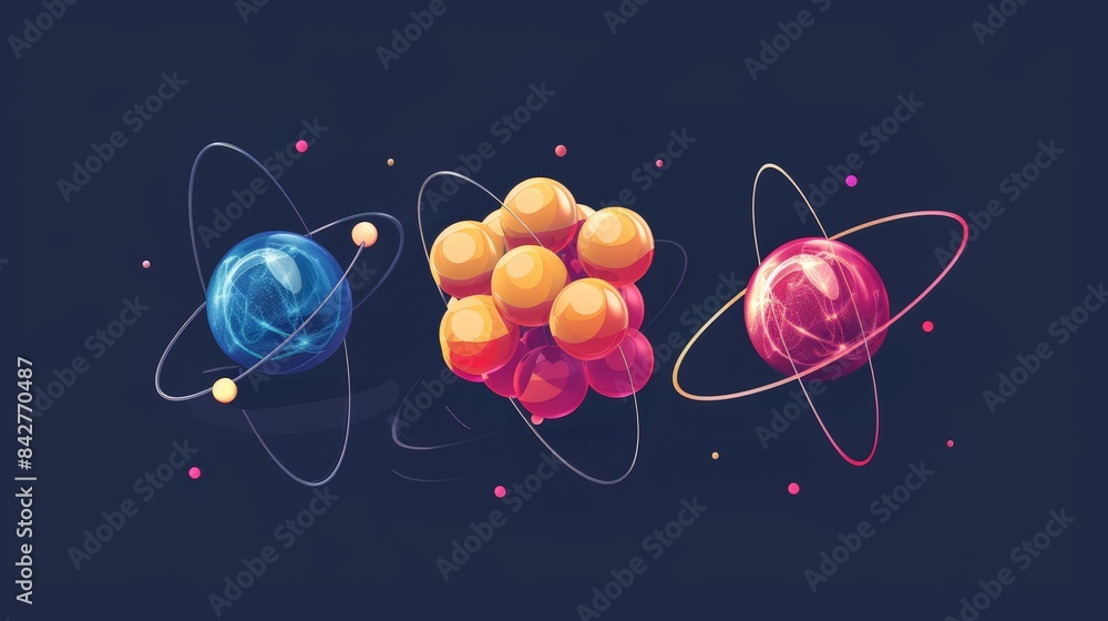 Sticker create an image of isotopes, showing atoms of the same element with different numbers of neutrons in