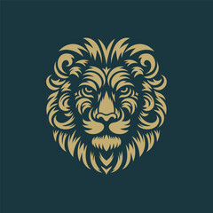 hand drawn lion head with floral and tribal vector