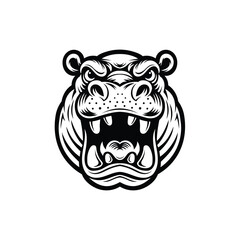 Mascot of hippopotamus head vector illustration black color
