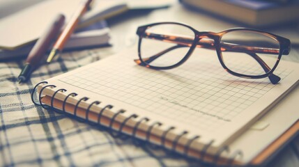 Fototapeta premium Office workplace table with blank paper page 