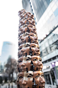 Gold persona, public art by Yi Chul Hee in Seoul, South Korea March 12 2024 