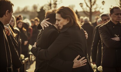 Funeral support. An attempt to console loved ones during mourning at memorial service