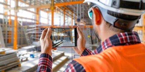 Construction Worker Capturing Site Progress | Documenting Building Construction with Smartphone

