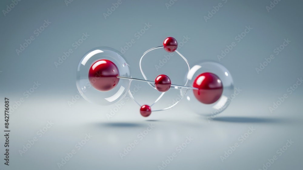 Poster design a visual representation of atomic bonding, with two atoms sharing electrons to form a covalen