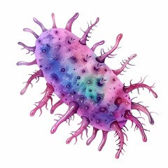 Obraz premium Watercolor illustration of a 3D bacteria clipart, single object, isolate on white background 