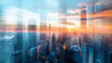 contract cleaning service for spotless windows, copy space, service industry theme, ethereal, double exposure, high-rise backdrop