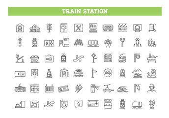 Set of train station Icons