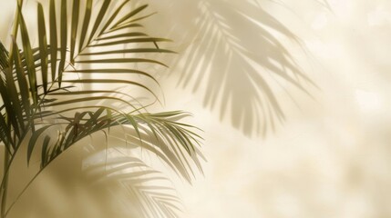 Obraz premium Tropical Palm Leaf Shadows on a Warm Beige Wall Background