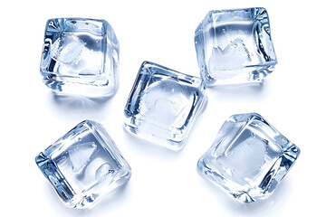 Obraz premium Ice cubes collection top view isolated on white background