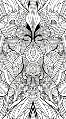 Intricate Black and White Symmetrical Floral Mandala Design