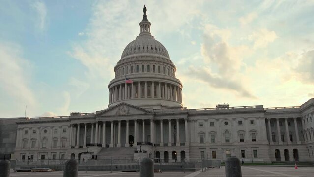 Hero shot of the United States of America (US) National Capitol Building in the Nation's capital, Washington, District of Columbia (DC.) This landmark is located in the Capitol Hill National Mall.