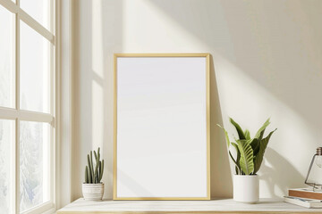 Close-Up Mockup Poster Frame in Interior Setting