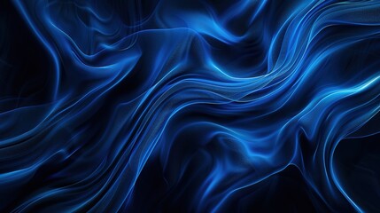 Twisted Waves on Black Background: Dark Cyan and Dark Blue, Free Flowing Lines. Minimalist Background in Data Visualization Style, Ultra High Definition