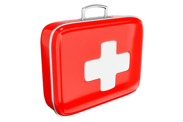 First aid kit, red medicine box, emergency car, ambulance medical assistance Care and assistance...