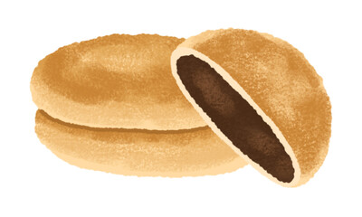 Hotteok, korean sweet pancake street food. Cartoon style illustration