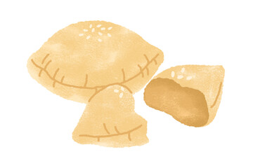 Gonggal-ppang, balloon shaped bread. Street korean snack, cartoon style illustration