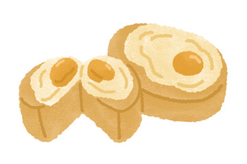 Egg bread, gyeran-ppang. Korean winter street food, cartoon style illustration