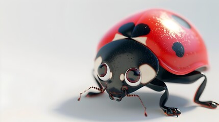 Obraz premium Adorable 3D Ladybug with Big Eyes on White Background