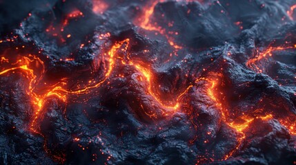 Glowing lava texture with cool surface tones