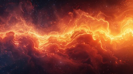 Obraz premium Swirling cosmic nebula with fiery orange hues